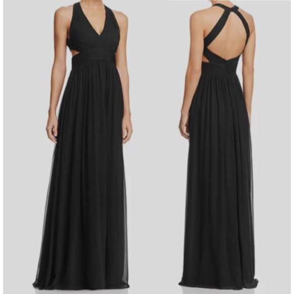 🎉 NEW LISTING STUNNING Aidan Mattox Black Halter Maxi Dress, Size 4 - Picture 1 of 15